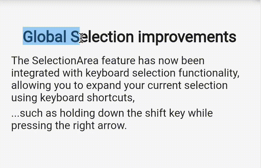 Global Selection Improvements Flutter 3.7